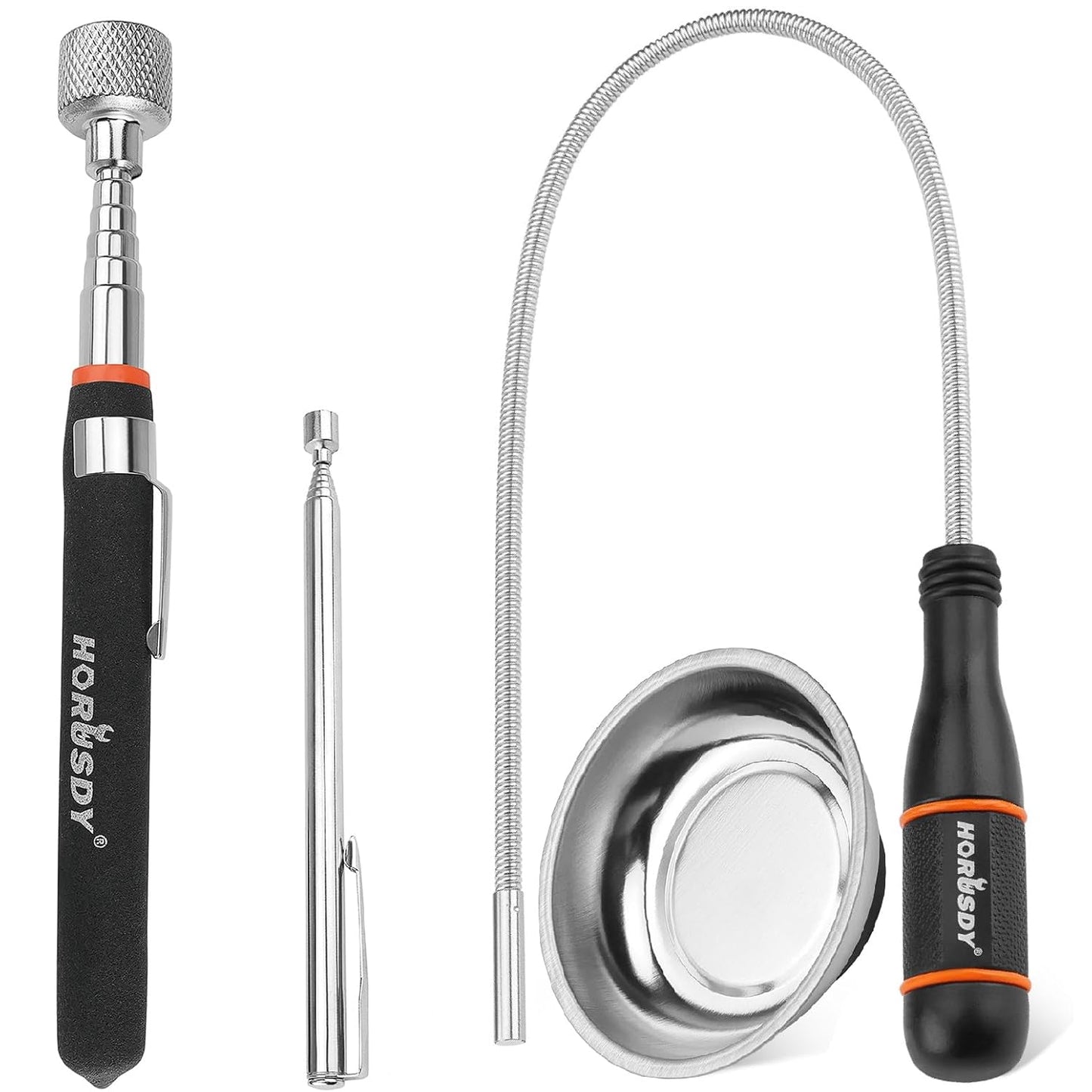 4 Pack Telescoping Magnetic Pickup Tool - Extendable Magnetic Pick Up Tools,Flexible Bendable Spring Magnet Stick