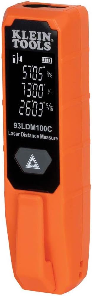 Compact Laser Distance Measure, 100 Feet, Measures in Feet, Inches, Meters