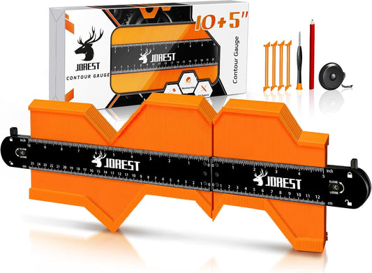 Connectable Contour Gauge (10+5 Inch), Gifts Ideas for Men Dad Handyman Husband Him, Shape Profile Duplicator with Lock, Outline Angle Measuring Tool, Template tool, Tile Flooring, Scribe Edge