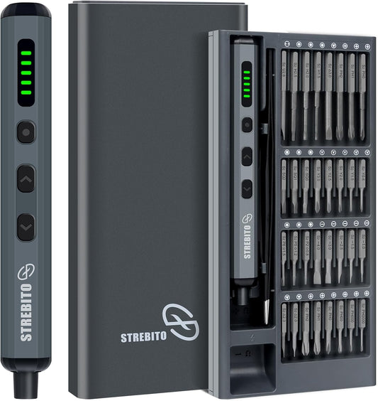 Mini Electric Screwdriver Set, 70 in 1 Small Electric Screwdriver Cordless - 64 S2 Preicison Bits, 5 Torque Settings, 4 LED Lights, Mini Power Screwdriver Repair Tool Kit for PC RC Electronic