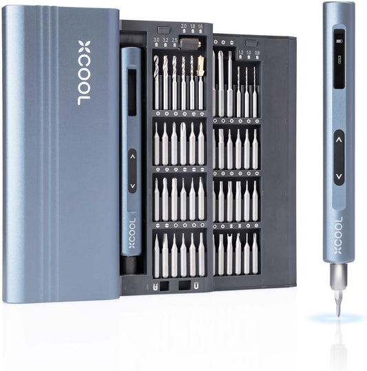 Mini Electric Screwdriver Set with Drill Bits, 52-in-1 400RPM 5 Torque Settings Electric Precision Screwdriver, 48 Magnetic Bits, Pry Bar, Led, Tweezer, Electric Precision Screwdriver Kit for Pc